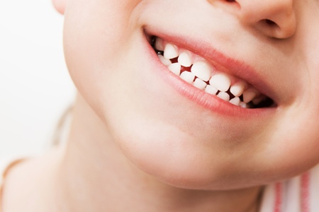 closeup of baby teeth