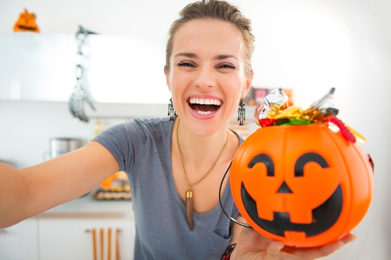 Denver woman with Halloween candy