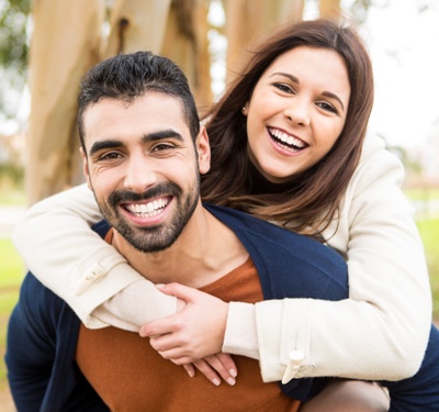 happy couple in the park